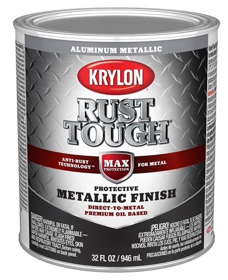 Krylon Rust Tough K09717008 Metallic Paint, Metallic Aluminum, 1 qt, Pack of 2