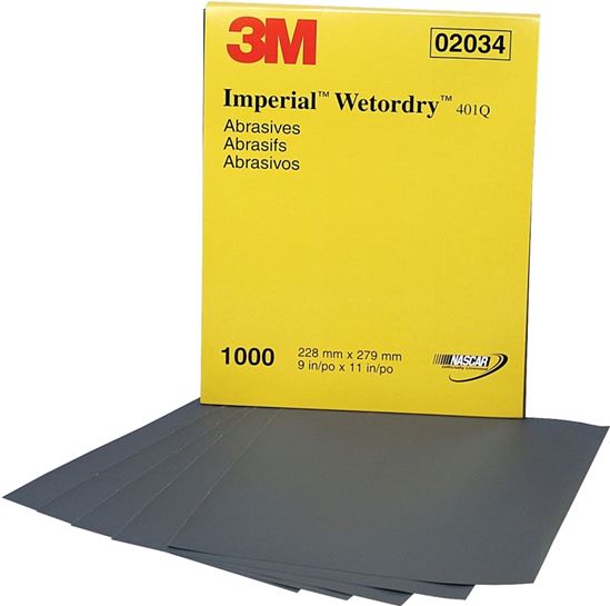 3M Wetordry Series 02034 Abrasive Sheet, 11 in L, 9 in W, 1000 Grit, Fine, Silicone Carbide Abrasive