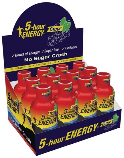 5-hour ENERGY 218123 Sugar-Free Energy Drink, Liquid, Grape Flavor, 1.93 oz Bottle, Pack of 12