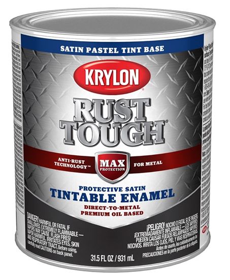 Krylon Rust Tough K09726008 Enamel Paint, Satin Sheen, Pastel Tint, 1 qt, 400 sq-ft/gal Coverage Area, Pack of 2