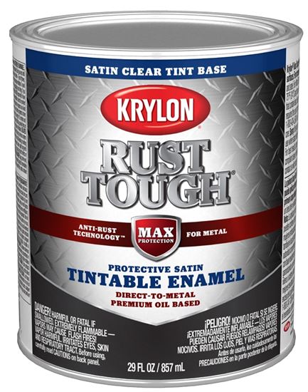 Krylon Rust Tough K09728008 Enamel Paint, Satin Sheen, Clear, 1 qt, 400 sq-ft/gal Coverage Area, Pack of 2