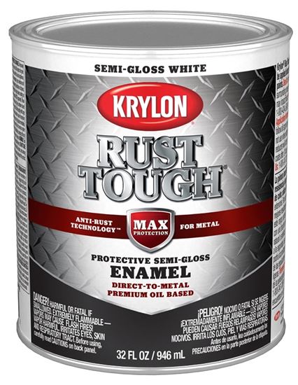 Krylon Rust Tough K09708008 Rust Preventative Paint, Semi-Gloss, White, 1 qt, 400 sq-ft/gal Coverage Area, Pack of 2