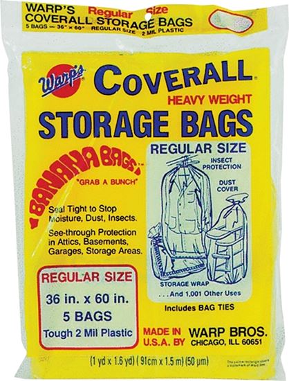 Wrap's Banana Bags CB-36 Storage Bag, R, Plastic, Yellow, 36 in L, 60 in W, 2 mil Thick