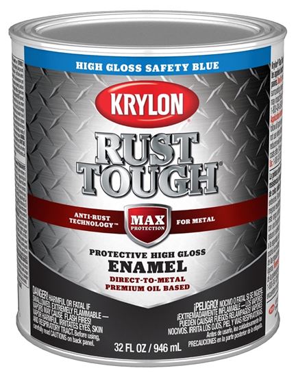 Krylon Rust Tough K09715008 Rust Preventative Paint, Gloss, Safety Blue, 1 qt, 400 sq-ft/gal Coverage Area, Pack of 2