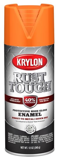 Krylon Rust Tough K09264008 Enamel Spray Paint, Gloss, Orange, 12 oz, Can, Pack of 6