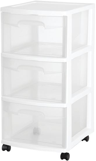 Sterilite 28308002 Drawer Cart, 3-Drawer, Plastic, 12-5/8 in OAW, 14-1/2 in OAH, 24 in OAD, Pack of 2