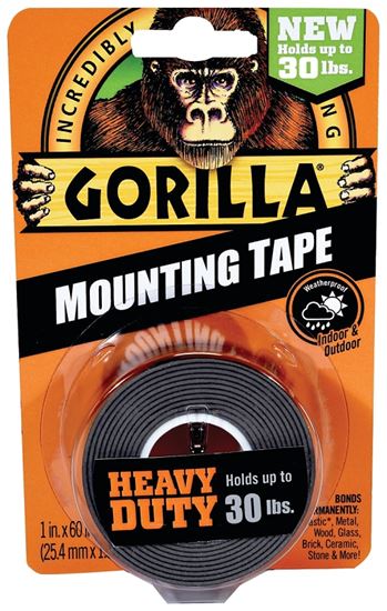 Gorilla 6055002 Mounting Tape, 60 in L, 1 in W, Black