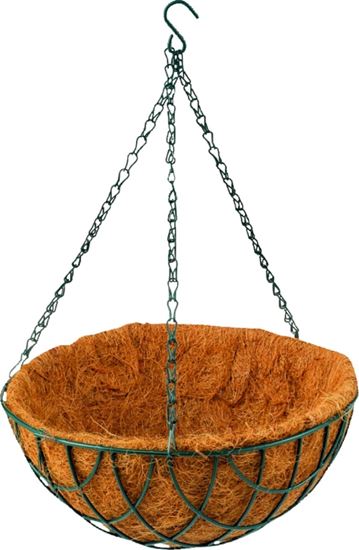 Landscapers Select GB-4303-3L Hanging Planter, Circle, 22 lb Capacity, Natural Coconut/Steel, Matte Green, Pack of 10