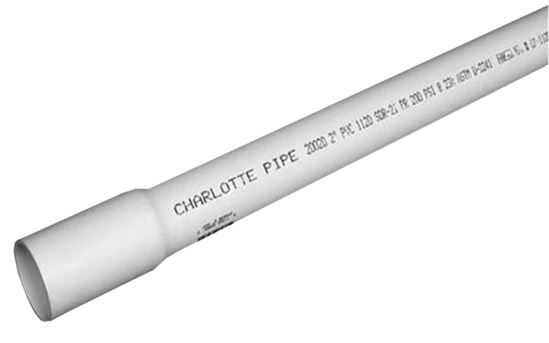 Charlotte Pipe PVC 20007B 0600 Pipe, 3/4 in, 20 ft L, SCH 21 Schedule, PVC