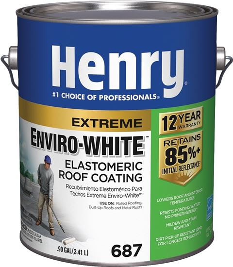 Henry HE687046 Elastomeric Roof Coating, White, 0.9 gal Can, Cream, Pack of 4