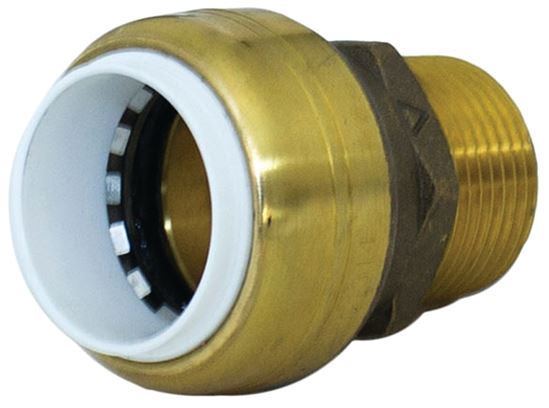 SharkBite UIP134A Pipe Connector, 3/4 in, Push-Fit x MNPT, Brass, SCH 40, SCH 80, SCH 180 Schedule, 200 psi Pressure