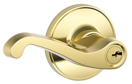 Schlage J Series J54V LAS 605 Entry Lever, Mechanical Lock, Bright Brass, Metal, Residential, 3 Grade