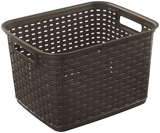 Sterilite 12736P06 Tall Weave Basket, 1.8 cu-ft Capacity, Plastic, Espresso, Rectangle