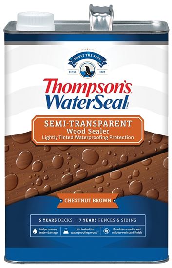 Thompson's WaterSeal TH.092301-16 Waterproofing Stain, Semi-Transparent, Liquid, Chestnut Brown, 1 gal, Pack of 4