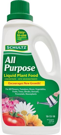 Schultz SPF45180 All-Purpose Plant Food, 32 oz Bottle, Liquid, 10-15-10 N-P-K Ratio