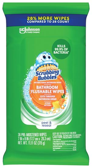 Scrubbing Bubbles 00621 Flushable Wipes, Citrus, Pack of 12