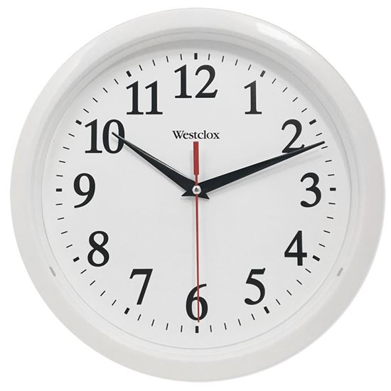 Westclox 461761 Clock, Round, White Frame, Plastic Clock Face, Analog