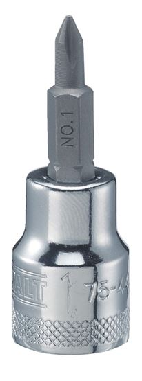 DeWALT DWMT75446OSP Phillips Screwdriver Bit Socket, #1 Tip, 3/8 in Drive, Chrome Vanadium, Polished Chrome Vanadium