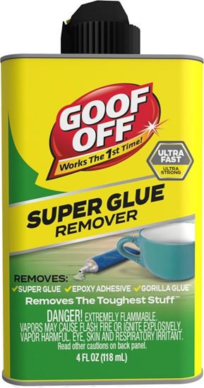 Goof Off FG678 Super Glue Remover, Liquid, Ketone, Clear, 4 oz