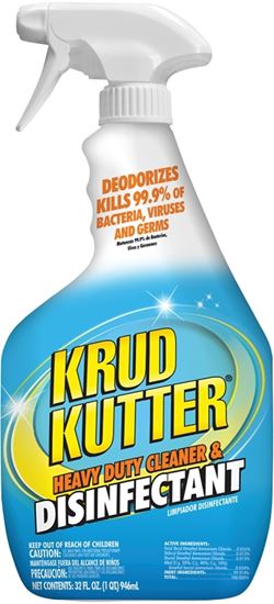 Krud Kutter DH326 Cleaner and Disinfectant, 32 oz, Liquid, Mild, Clear