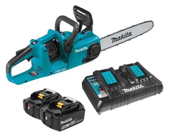 Makita XCU03PT Chainsaw Kit, Battery Included, 5 Ah, 18 V, Lithium-Ion, 4 in Cutting Capacity, 14 in L Bar