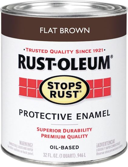 RUST-OLEUM STOPS RUST 239083 Protective Enamel, Flat, Brown, 1 qt Can, Pack of 2