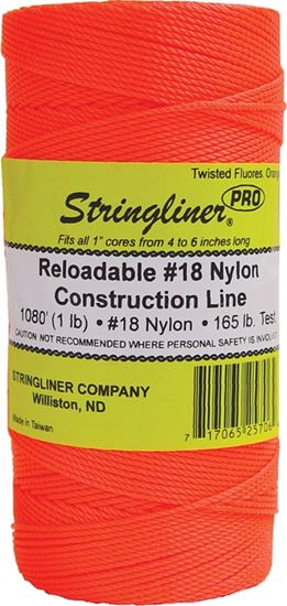 Stringliner Pro Series 35706 Construction Line, #18 Dia, 1080 ft L, 165 lb Working Load, Nylon, Fluorescent Orange