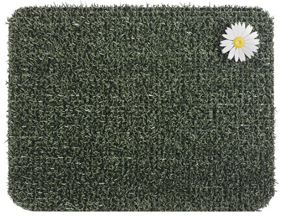 Grassworx Clean Machine Series 10372018 Door Mat, 24 in L, 18 in W, Rectangular, Daisy Pattern, Forest Green