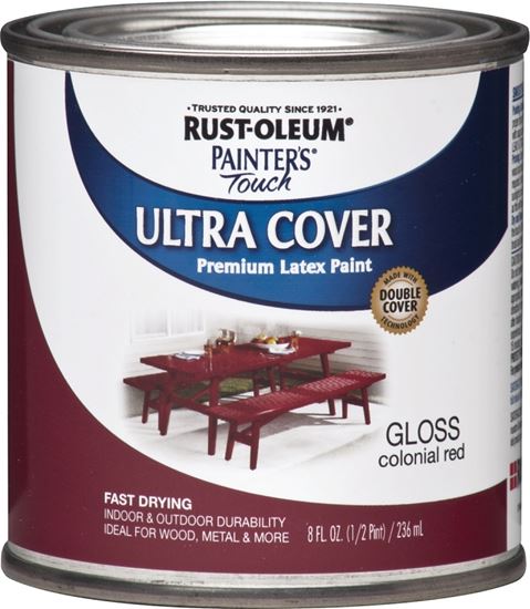 Rust-Oleum 1964730 Enamel Paint, Water, Gloss, Colonial Red, 0.5 pt, Can, 120 sq-ft Coverage Area