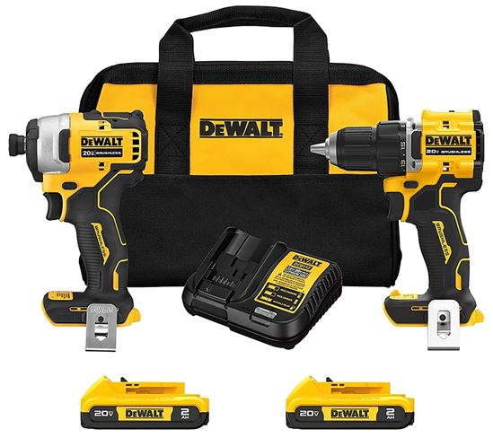 DeWALT DCK225D2 Brushless Combo Kit, Battery Included, 2-Tool, 2 Ah, 20 V, Lithium-Ion