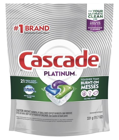 Cascade Platinum 80720 Dishwasher Detergent, 11.7 oz, Solid, Fresh, White