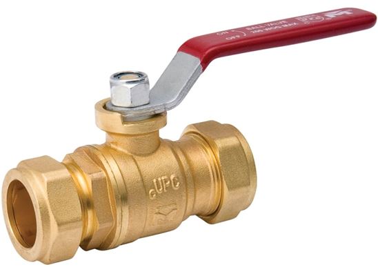 B & K 107-023NL Ball Valve, 1/2 in Connection, Compression, 200 psi Pressure, Manual Actuator, Brass Body