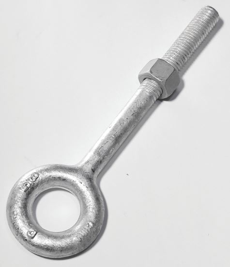 BARON 24-3/8X6 Eye Bolt, 3/8 in Thread, 2-1/2 in L Thread, 3/4 in ID x 1-1/2 in OD Dia Eye, 6 in L Shank