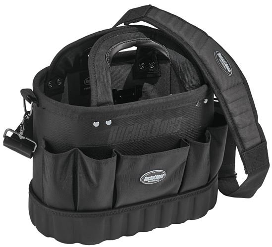 Bucket Boss Professional 74014 Pro Oval Tool Tote, 14 in W, 8 in D, 10 in H, 13-Pocket, Poly Fabric