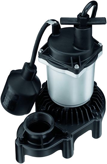 Simer 2163 Sump Pump, 1-Phase, 3.9 A, 115 V, 0.33 hp, 1-1/2 in Outlet, 22 ft Max Head, 660 gph, Thermoplastic