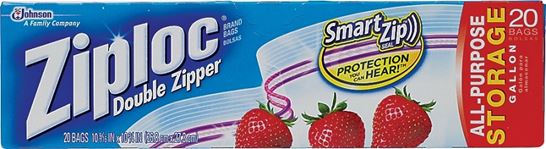 Ziploc 00350 Storage Bag, 1 gal Capacity, Plastic, 19/PK