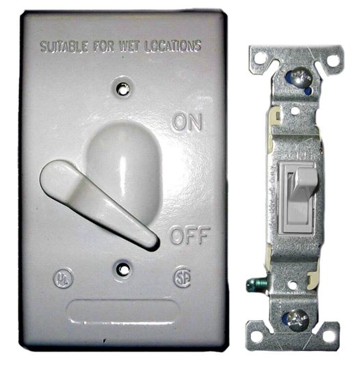 BWF TS-13V Toggle Switch Cover, 4-9/16 in L, 2-13/16 in W, Rectangular, Metal, Gray, Powder-Coated