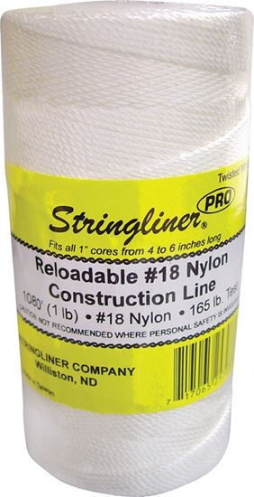 Stringliner Pro Series 35703 Construction Line, #18 Dia, 1080 ft L, 165 lb Working Load, Nylon, White