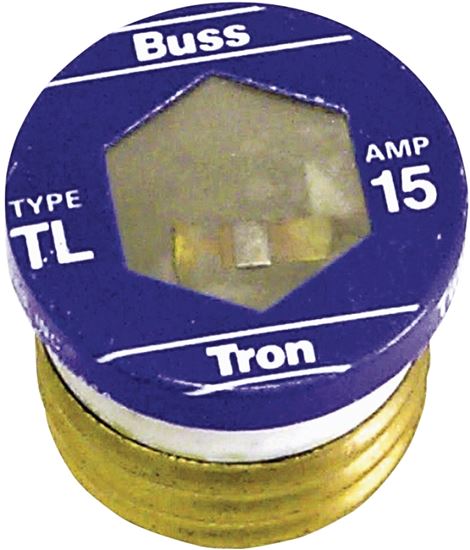 Bussmann TL-15 Plug Fuse, 15 A, 125 V, 10 kA Interrupt, Plastic Body, Time Delay Fuse