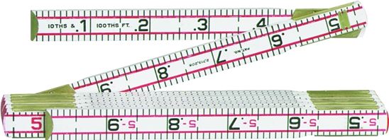 Crescent Lufkin Red End Series 1066DN Engineer's Scale Rule, Regular, 1/10ths, 1/100ths, Feet Graduation, Wood, White