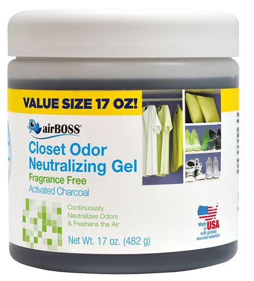 airBOSS 6114.6T Closet Odor Neutralizer, Fragrance Free, 17 oz, Gel, Black