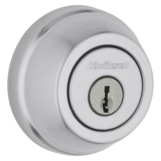 Kwikset 780-26D Deadbolt, Satin Chrome, 2-3/8, 2-3/4 in Backset, 1-3/4 to 1-3/8 in Thick Door