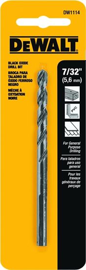 DeWALT DW1114 Jobber Drill Bit, 7/32 in Dia, 3-3/4 in OAL, Parabolic Flute, 7/32 in Dia Shank, Round Shank, Pack of 5