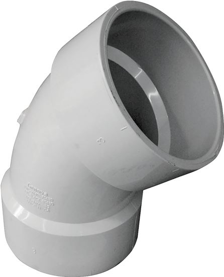 Canplas 192503 Sanitary Pipe Elbow, 3 in, Hub, 45 deg Angle, PVC