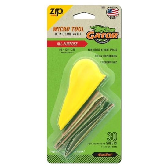 Gator MicroZip 7800 Sander Tool Kit, 3-1/2 in L, 1 in W, 80, 120, 220 Grit, Extra Fine, Fine, Medium