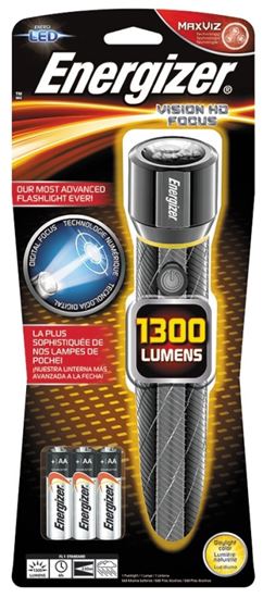 Energizer EPMZH61E Flashlight, AA Battery, LED Lamp, 1300 Lumens, 230 m High, 100 m Low Beam Distance, 4 hr Run Time