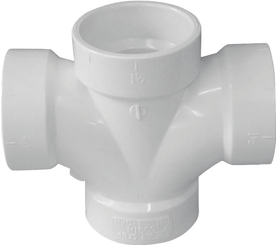 Canplas 192186 Double Sanitary Pipe Tee, 2 in, Hub, PVC, White