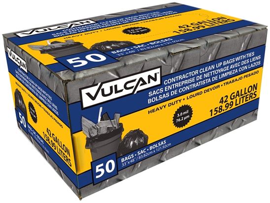 Vulcan FG-03812-08A Contractor Bag, 42 gal, Black