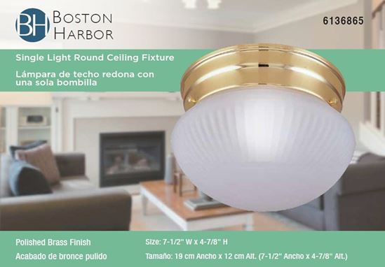 Boston Harbor Single Light Round Ceiling Fixture, 120 V, 60 W, 1-Lamp, A19 or CFL Lamp