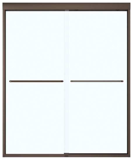 Maax Aura 135665-900-172 Shower Door, Clear Glass, Tempered Glass, Semi Frame, 2-Panel, Glass, 1/4 in Glass